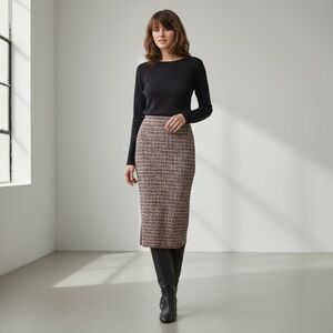 Wilfred Free Multicolor Form Fitting Ribbed Texture Midi Skirt Size S